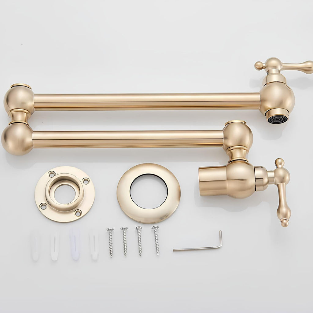 Folding cold water kitchen faucet in brass with five finish options