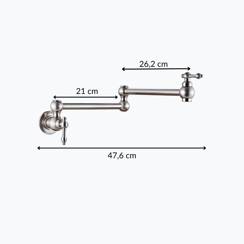 Folding cold water kitchen faucet in brass with five finish options