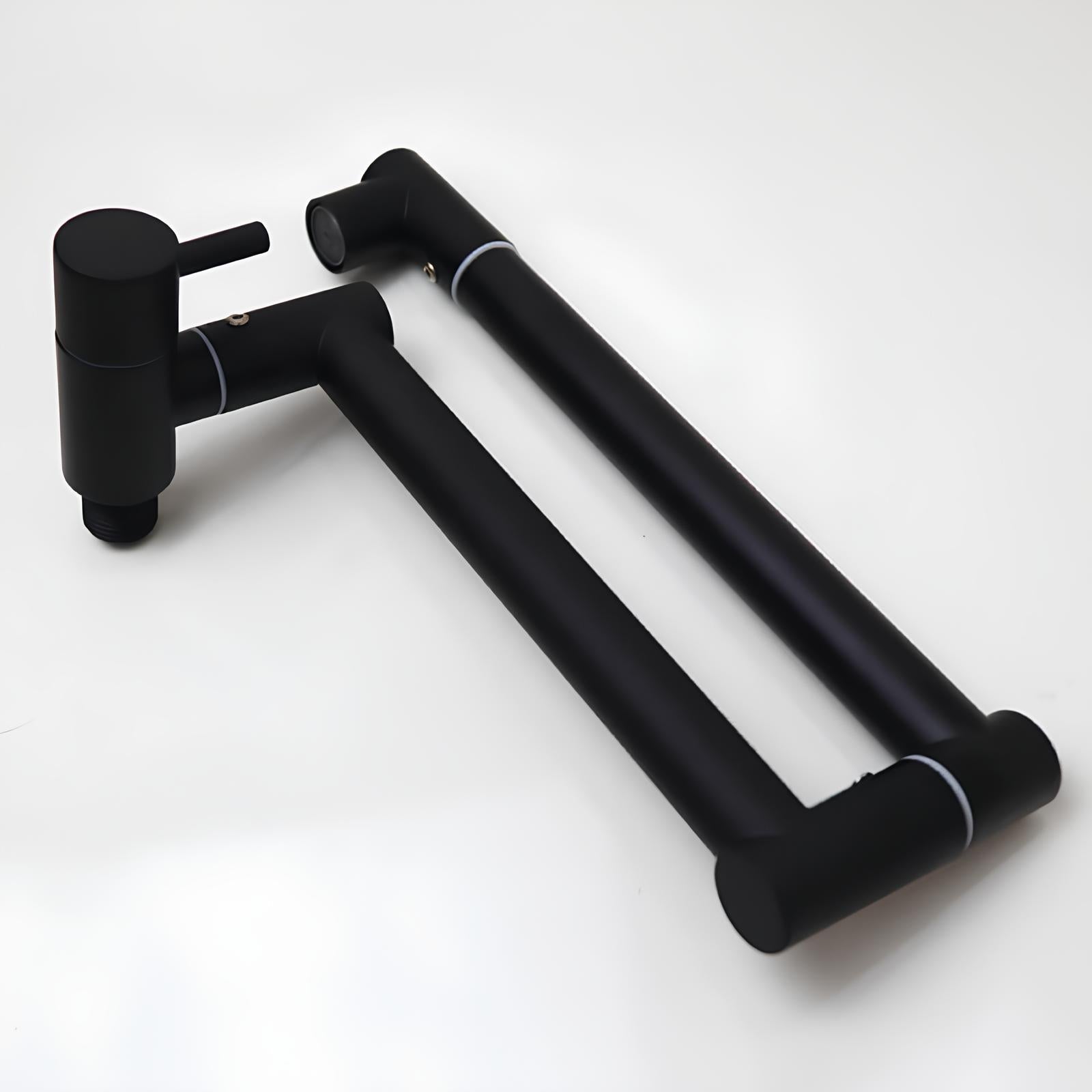 Concealed wall-mount folding kitchen faucet in brushed stainless steel