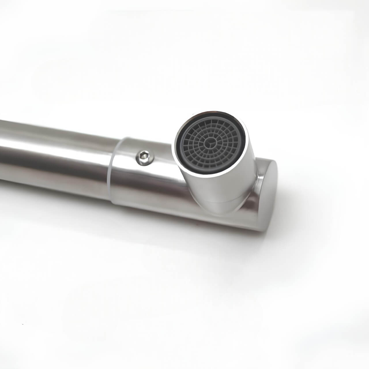 Concealed wall-mount folding kitchen faucet in brushed stainless steel