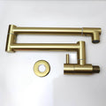 Concealed wall-mount folding kitchen faucet in brushed stainless steel