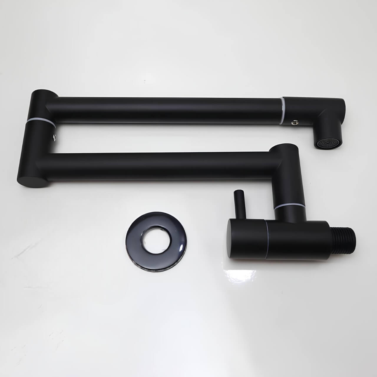 Concealed wall-mount folding kitchen faucet in brushed stainless steel