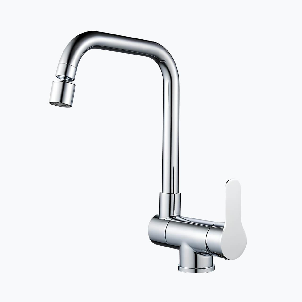 Compact folding kitchen faucet with flexible dual-spray spout