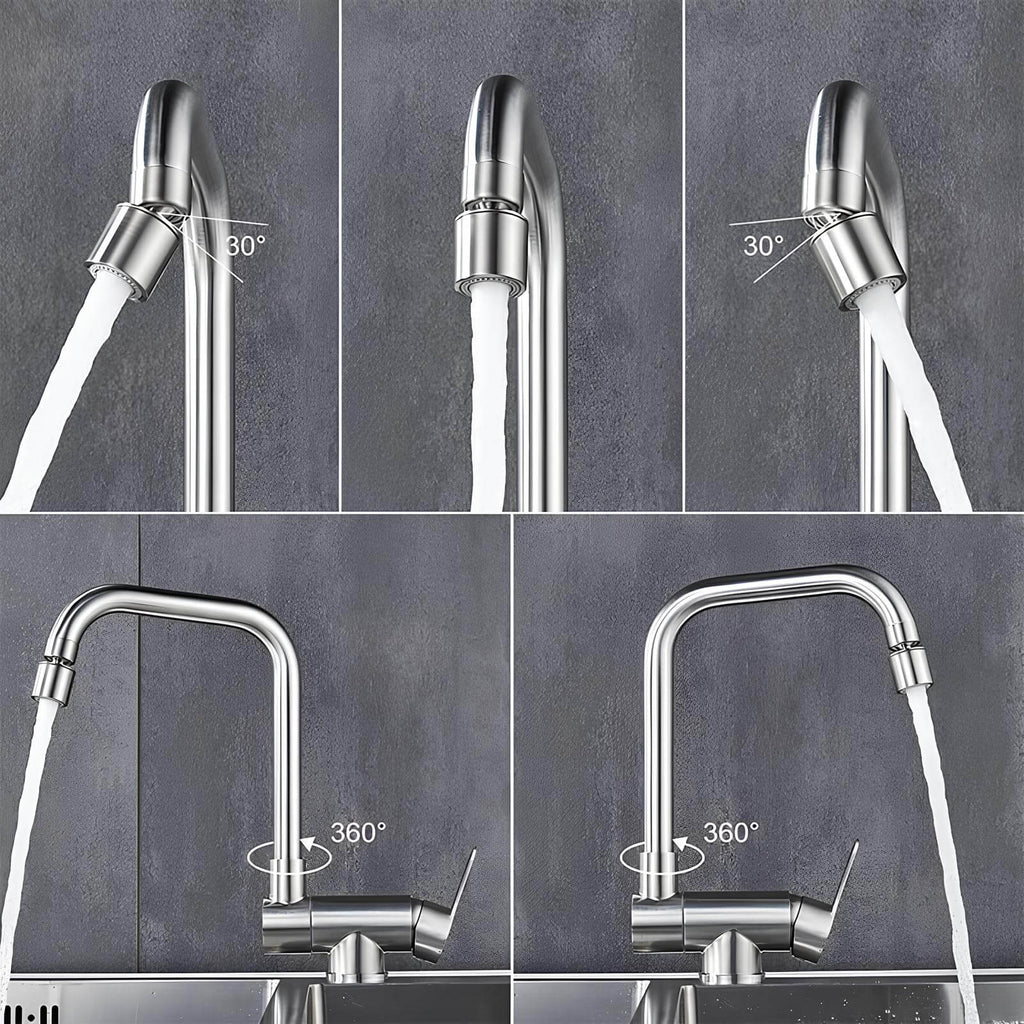 Compact folding kitchen faucet with flexible dual-spray spout