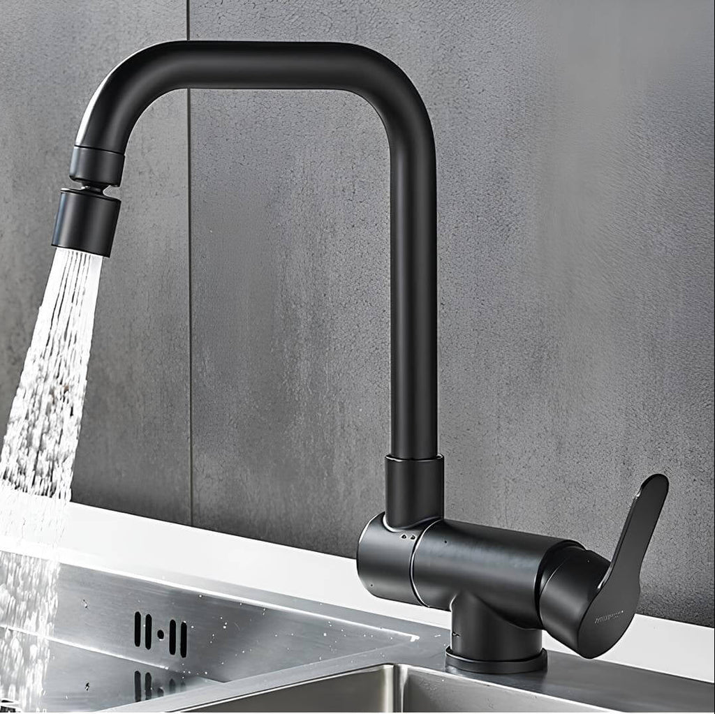 Compact folding kitchen faucet with flexible dual-spray spout