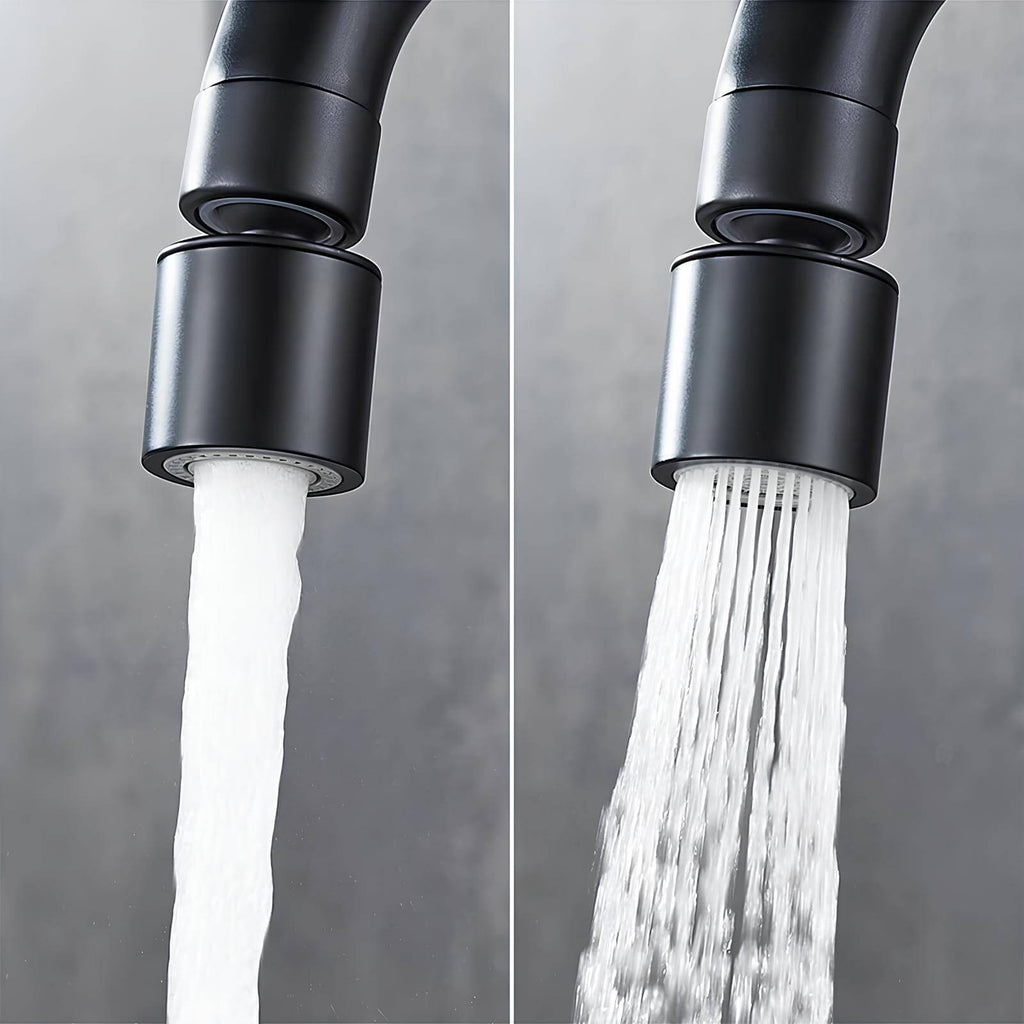 Compact folding kitchen faucet with flexible dual-spray spout