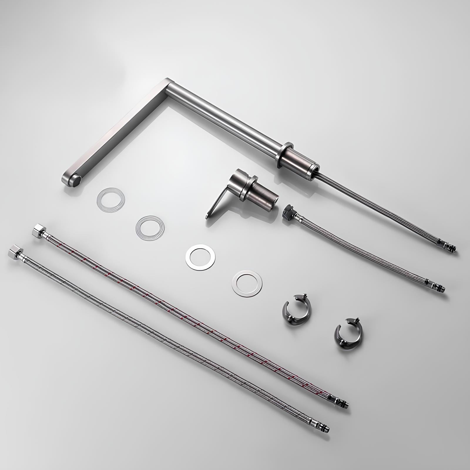 Stainless steel kitchen faucet with integrated filtered water and foldable spout
