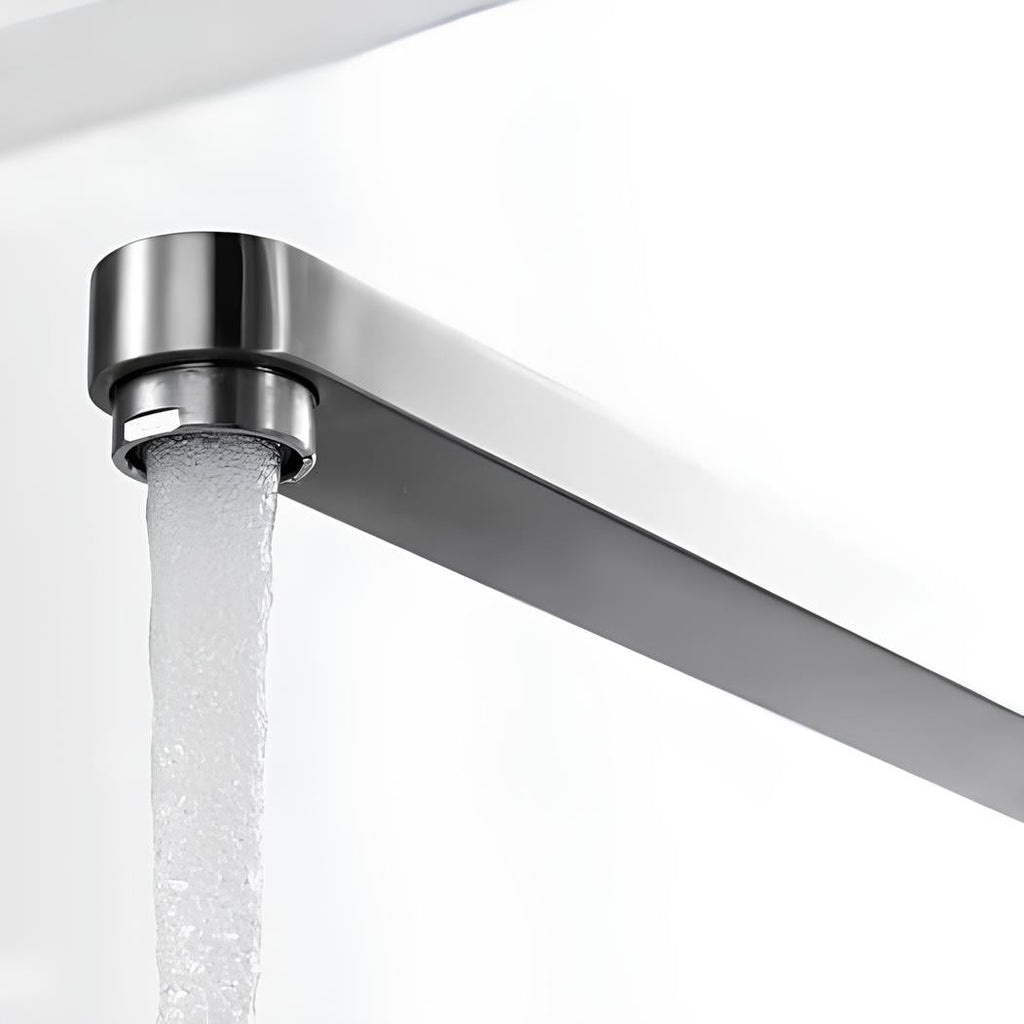 Stainless steel kitchen faucet with integrated filtered water and foldable spout