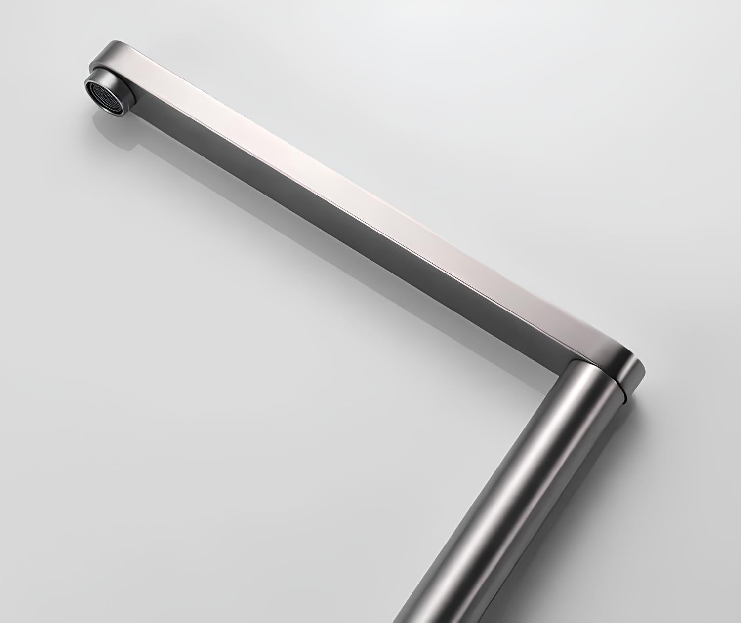 Stainless steel kitchen faucet with integrated filtered water and foldable spout