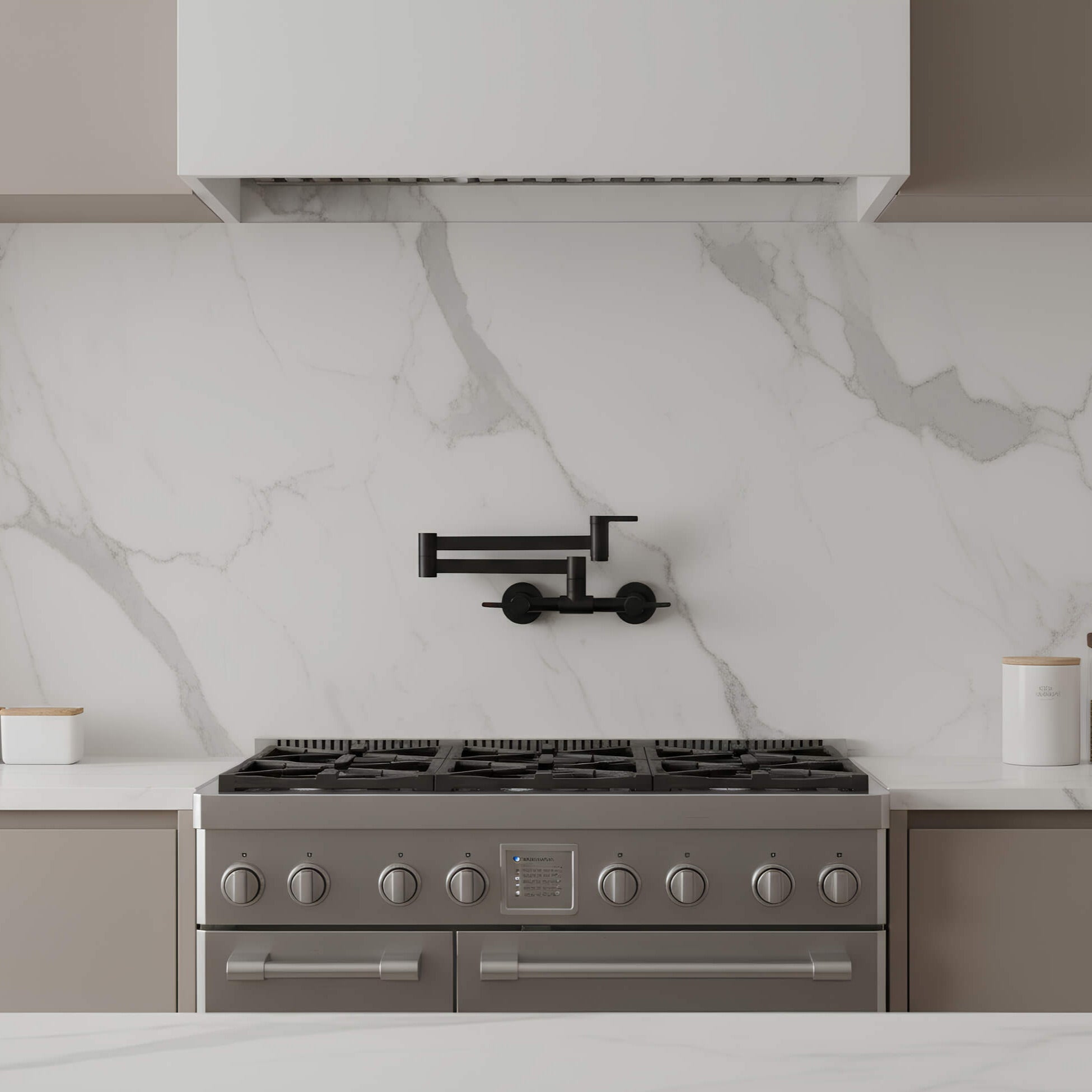Wall-mount folding kitchen faucet in polished solid brass