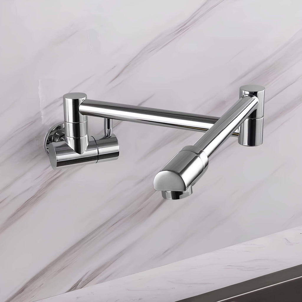 Wall-mount folding cold water faucet in matte black brushed brass