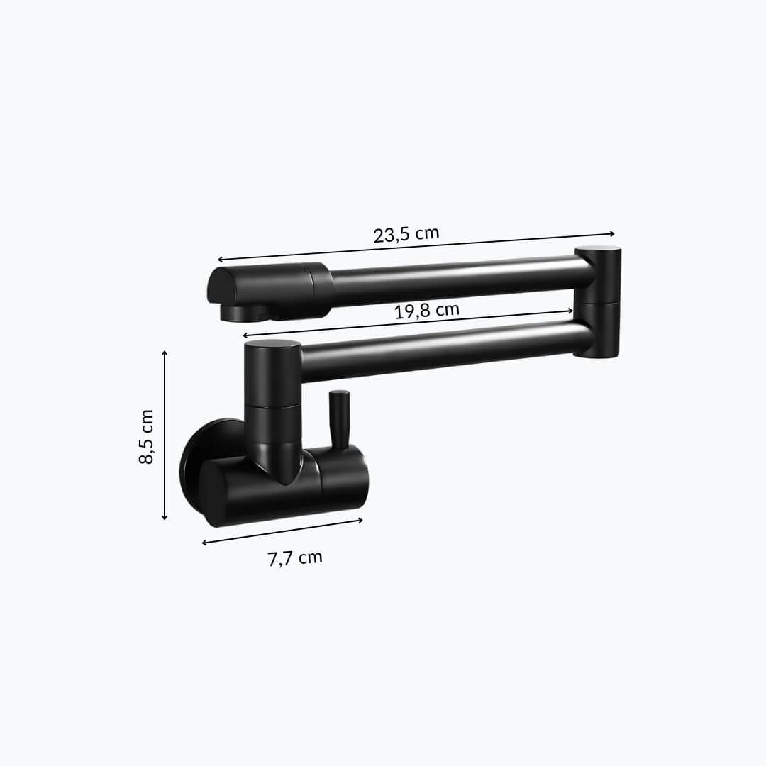 Wall-mount folding cold water faucet in matte black brushed brass