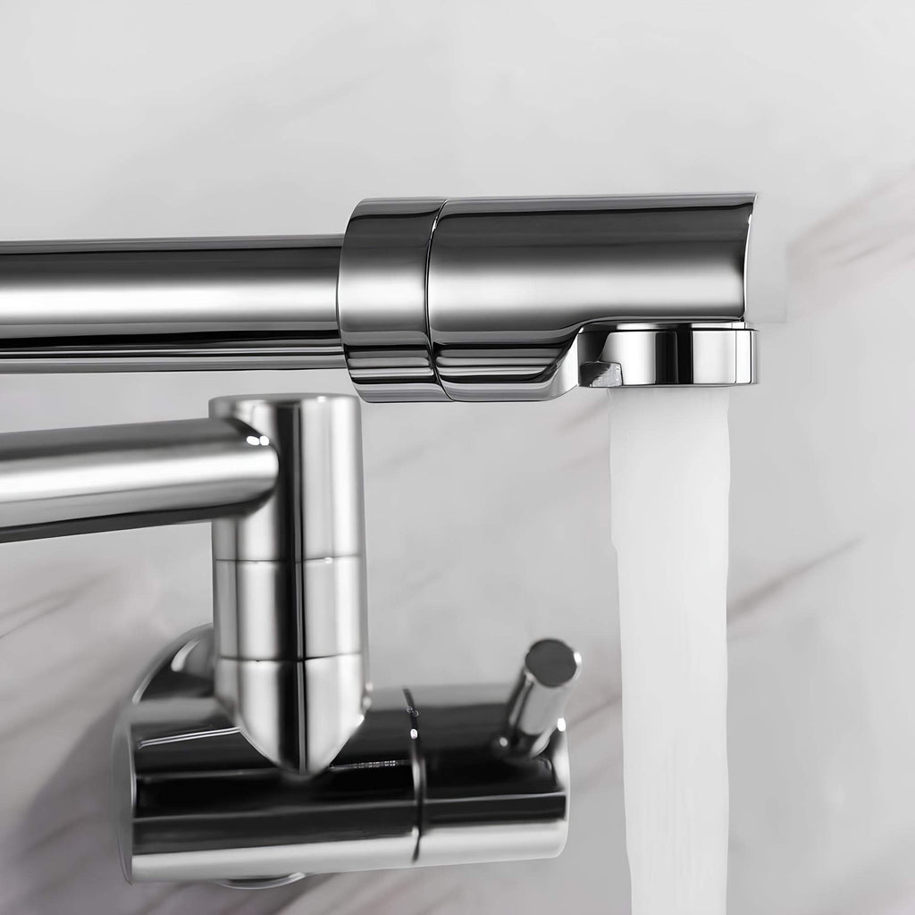Wall-mount folding cold water faucet in matte black brushed brass