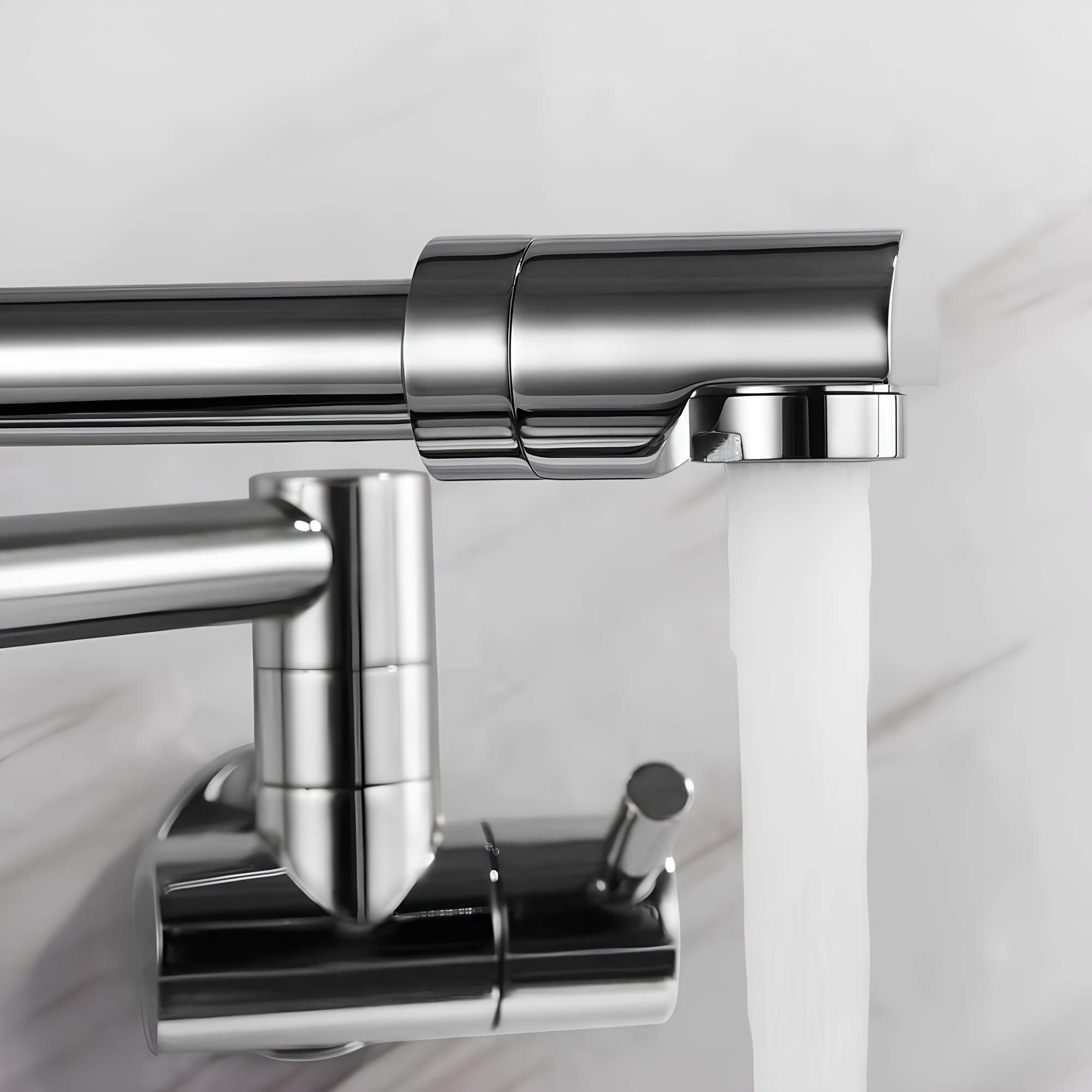 Wall-mount folding cold water faucet in matte black brushed brass