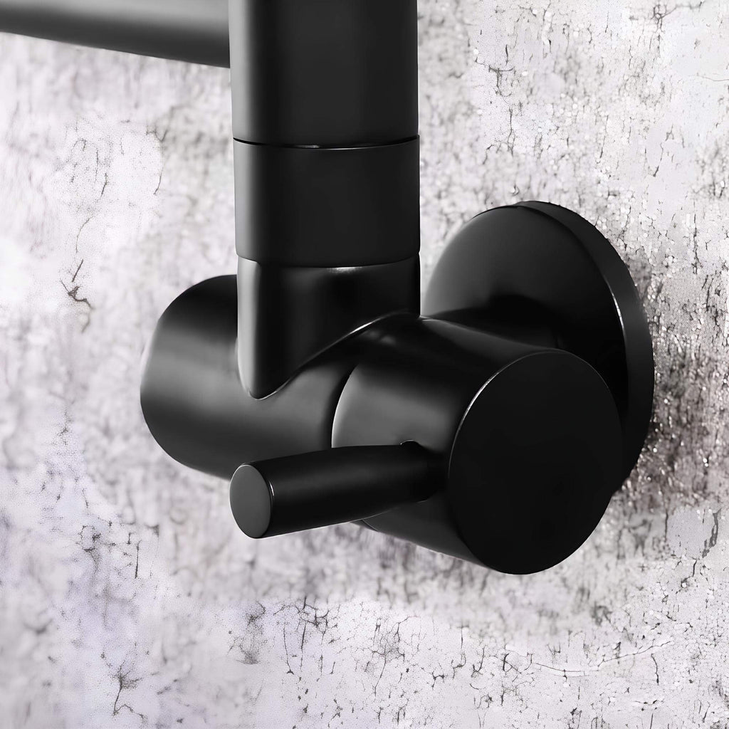 Wall-mount folding cold water faucet in matte black brushed brass