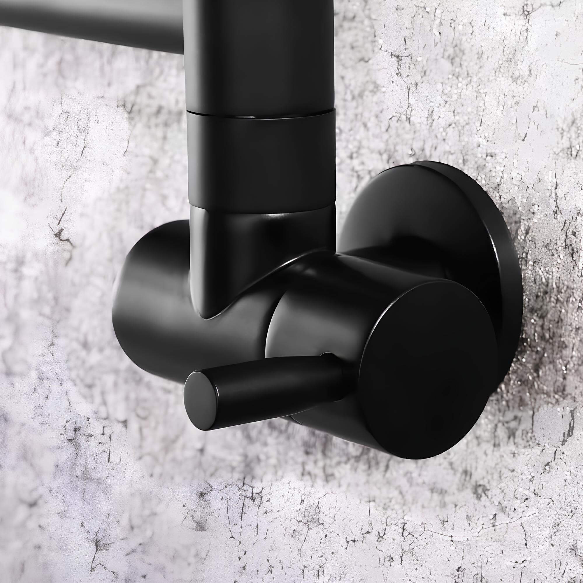 Wall-mount folding cold water faucet in matte black brushed brass