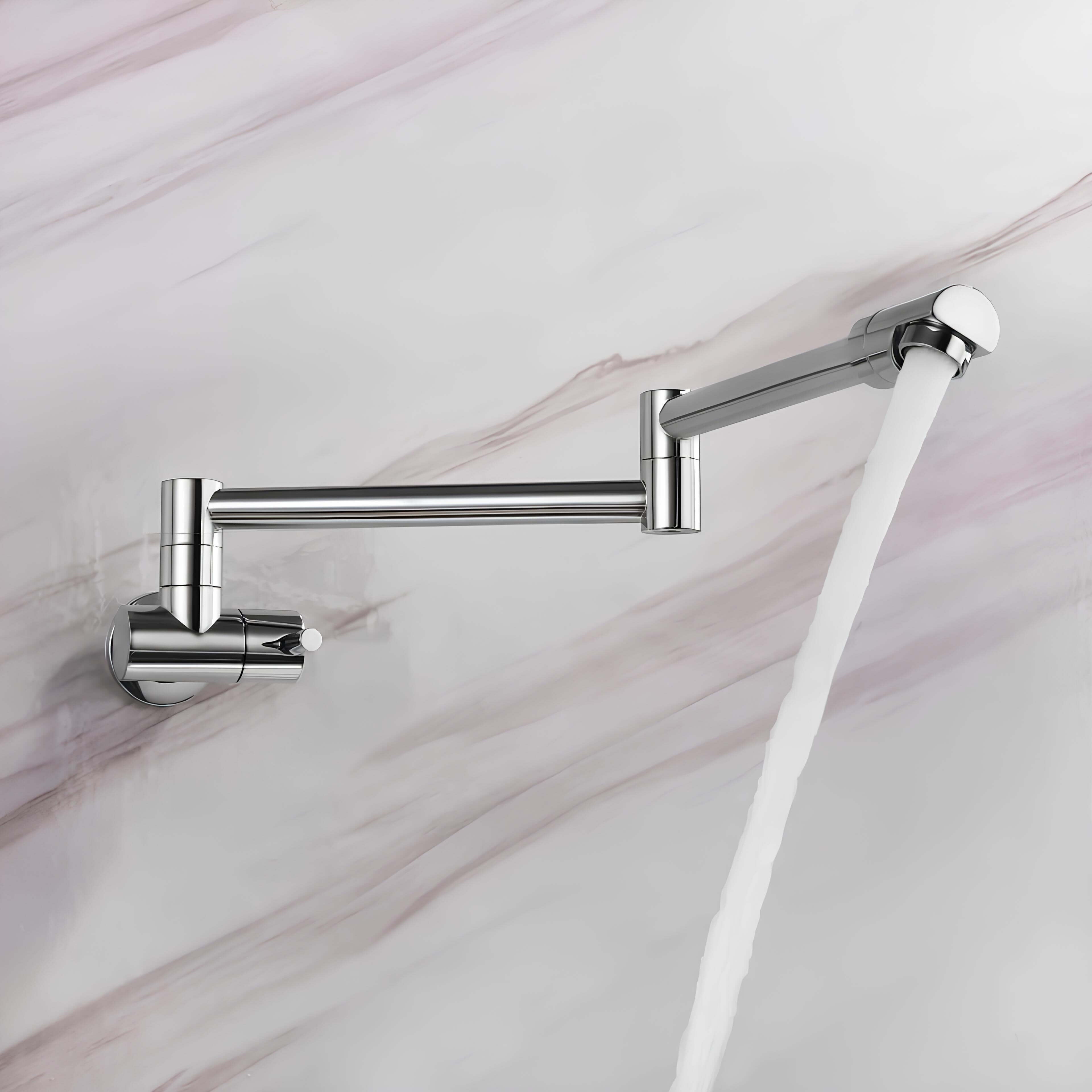 Wall-mount folding cold water faucet in matte black brushed brass